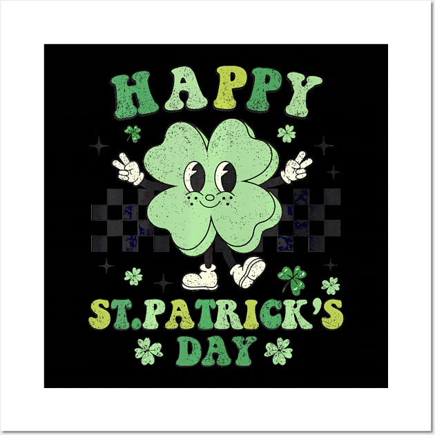 Groovy  St Patricks Day Shamrock Clover For Women Kids Wall Art by BeliefPrint Studio